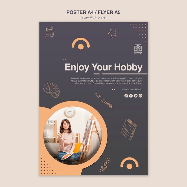 Stay at Home Concept Flyer Template – Free Download for PSD Templates