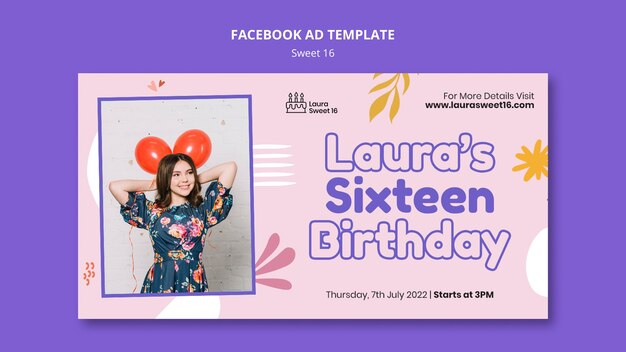 Sweet 16 Celebration Social Media Promo Template with Leaves – Free Download