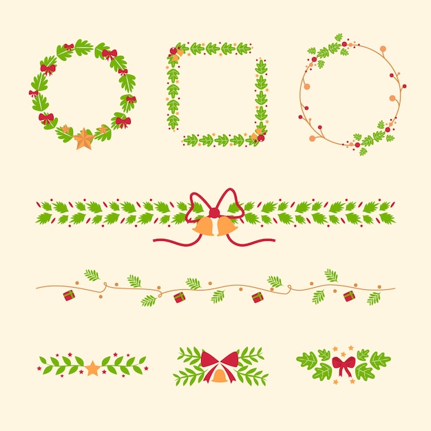 Hand Drawn Flat Christmas Frames and Borders Collection – Free Download