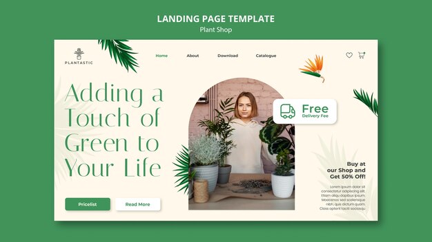 Realistic Plant Shop Landing Page Template – Free Download