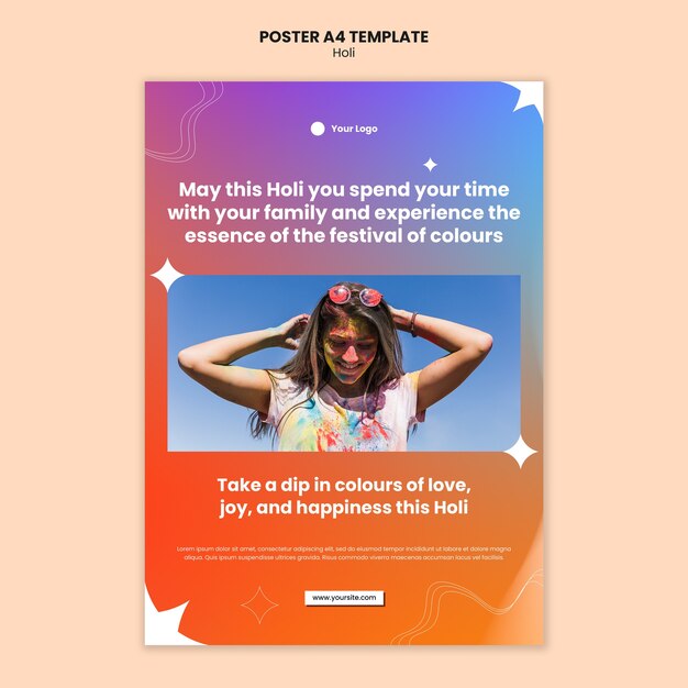 Gradient Holi Celebration Poster Template – Free Download