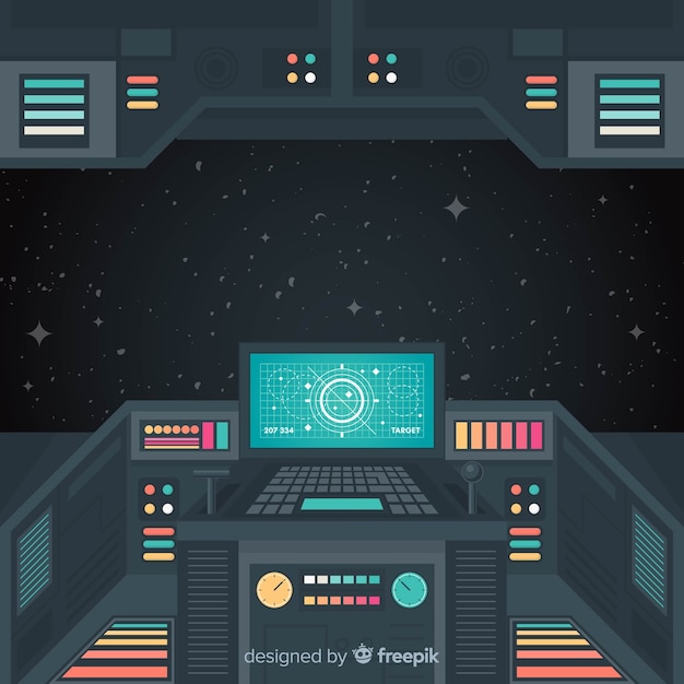 Flat Design Spaceship Interior Background – Free Download