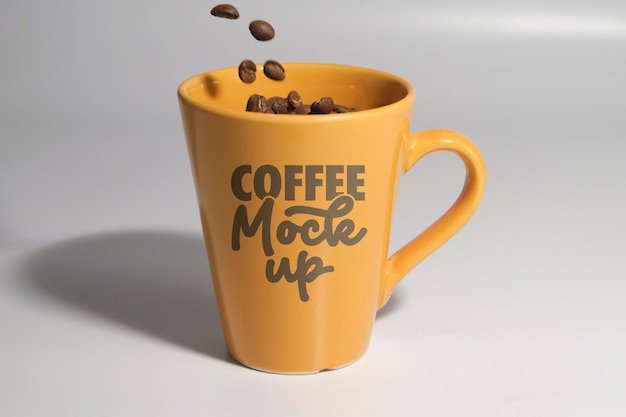 Cup Mockup in Yellow and Orange Tones – Free Download