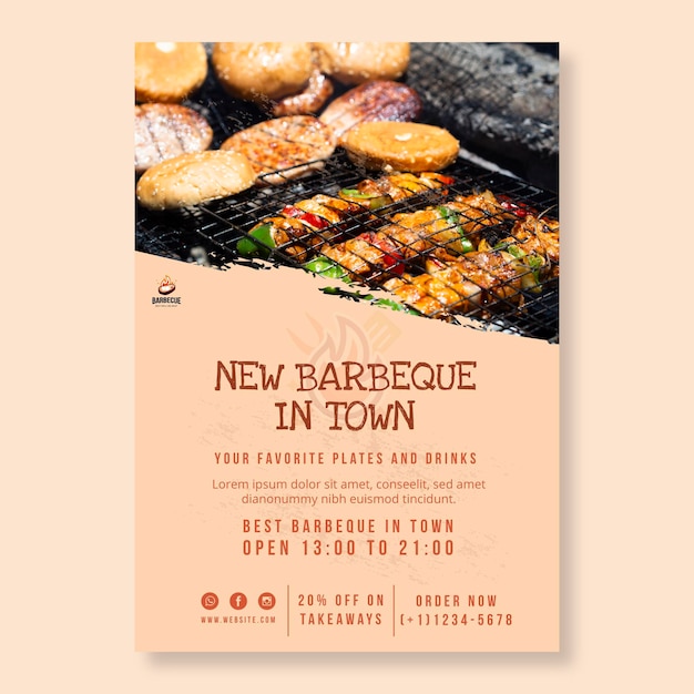 Delicious BBQ Poster Template – Free Download