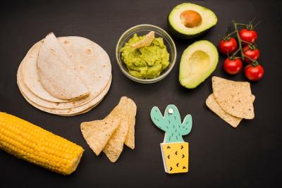 Delicious Pita and Nachos with Fresh Vegetables and Guacamole – Free to Download