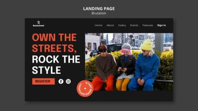 Brutalism Style Landing Page Template – Download Free Stock Photo