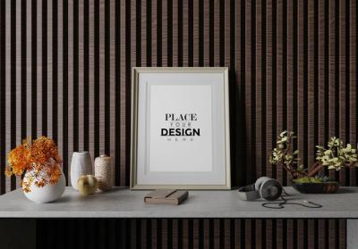 Poster Frame in Living Room PSD Mockup – Free to Download