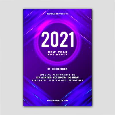 Abstract New Year 2021 Party Flyer Template – Free Download