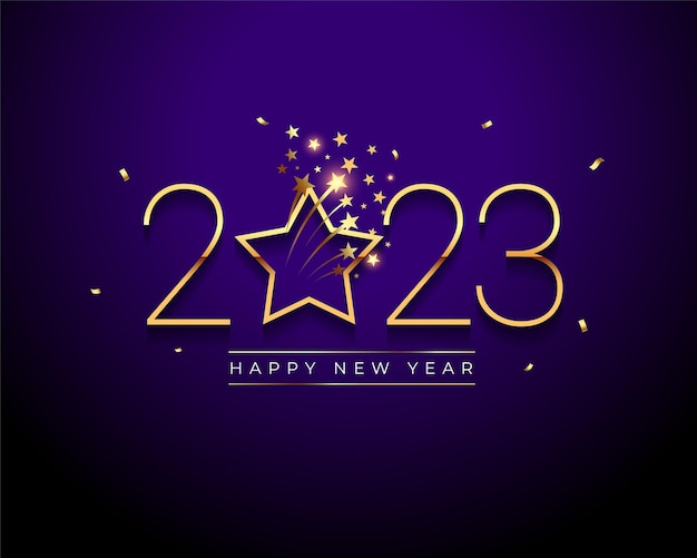 Happy 2023 New Year Holiday Banner with Golden Star Design – Free Download