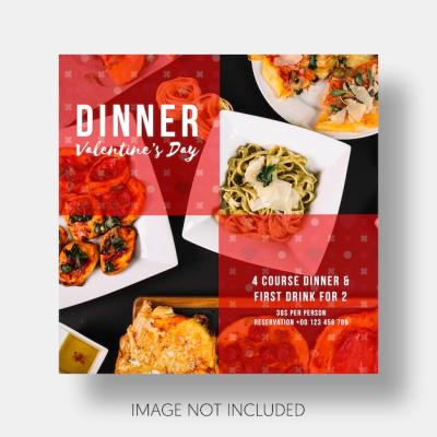 Restaurant Valentine’s Day Social Template – Free Download