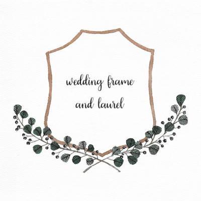 Hand Painted Watercolor Frame with Laurel – Free Download