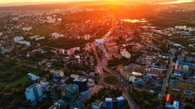 Aerial Drone View of Chisinau Downtown: Panorama of Buildings and Roads – Free to Download