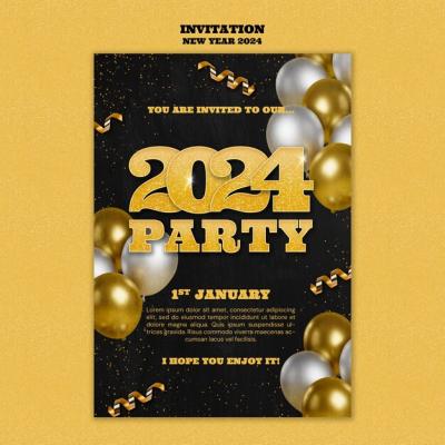 New Year 2024 Invitation Template – Free Download