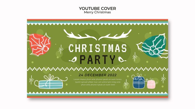 Hand Drawn Christmas Party YouTube Cover – Free to Download