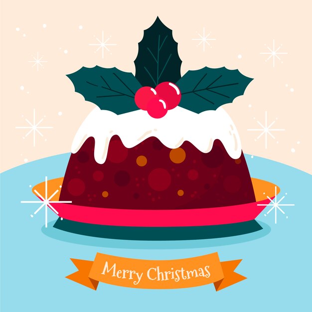 Hand Drawn Flat Christmas Pudding Illustration – Free to Download