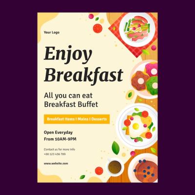 Gradient Breakfast and Brunch Poster Design – Free Download