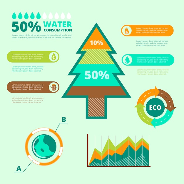 Flat Design Ecology Infographic in Retro Colors – Free Download