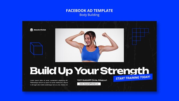 Flat Design Body Building Template for Free Download