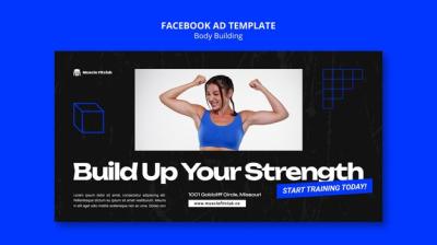 Flat Design Body Building Template for Free Download