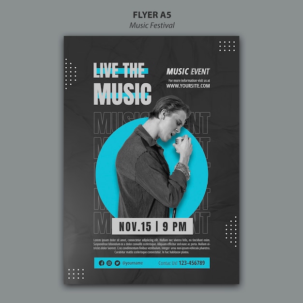 Flat Design Music Festival Template – Free Download