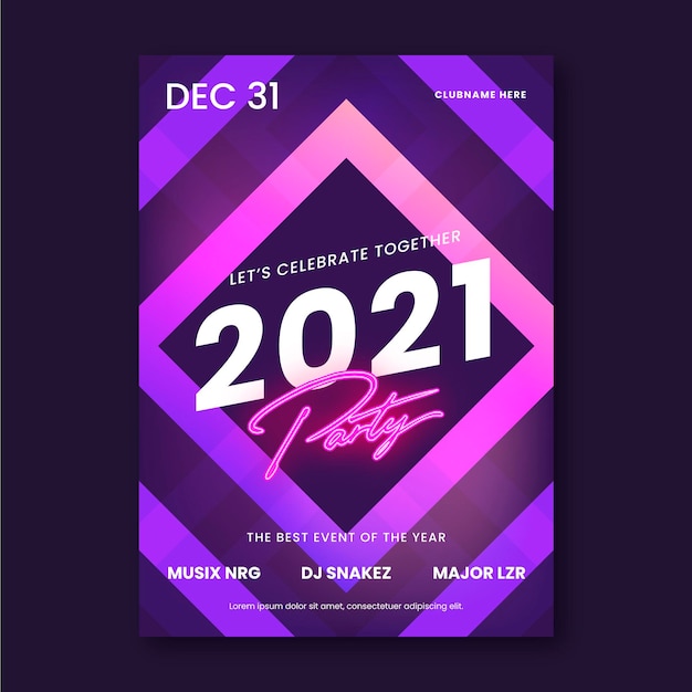 Abstract New Year 2021 Party Flyer Template – Free Download