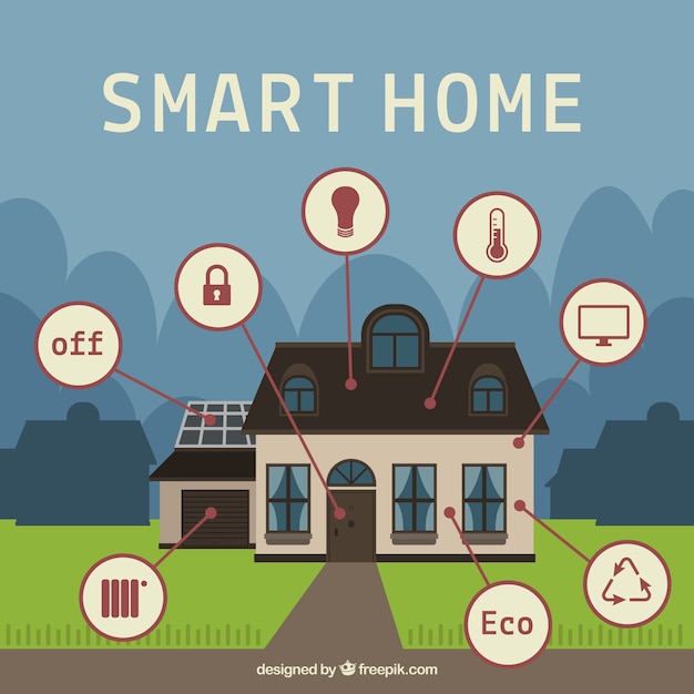 Smart Home Functions in Flat Style – Free to Download