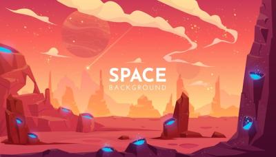 Space Illustration of an Empty Alien Fantasy Landscape – Free Download