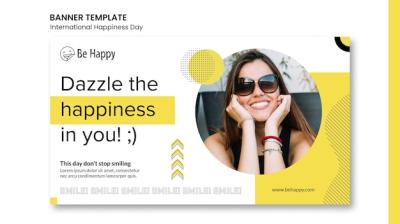 Horizontal Banner Template for International Day of Happiness – Free Download