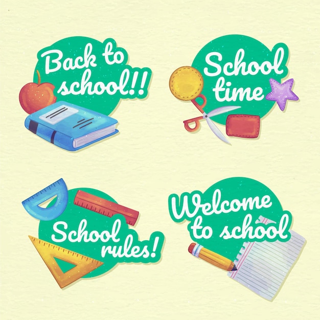 Back to School Watercolor Labels Collection – Free Download