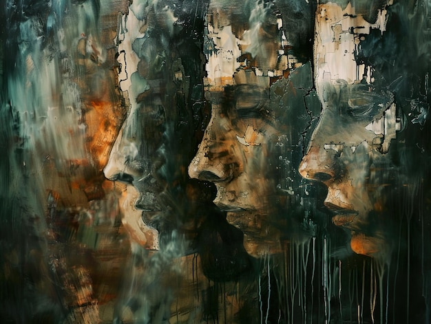 A Painting of Three Faces with the Word “Faces” – Free Download