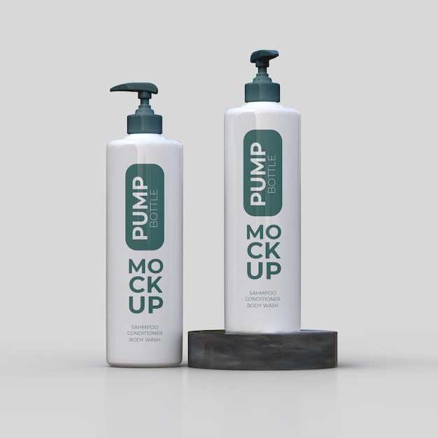 Pump Bottle Mockup for Conditioner, Shampoo, or Body Wash – Free Download