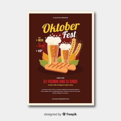 Flat Design Oktoberfest Poster Template – Free Download