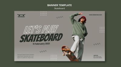 Horizontal Banner for Skateboard Lessons – Free Download