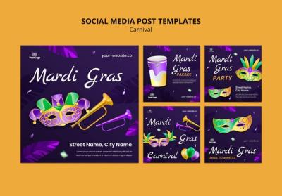 Mardi Gras Celebration Instagram Posts – Free Download