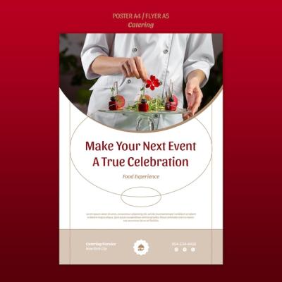 Flat Design Catering Service Poster Template – Free Download