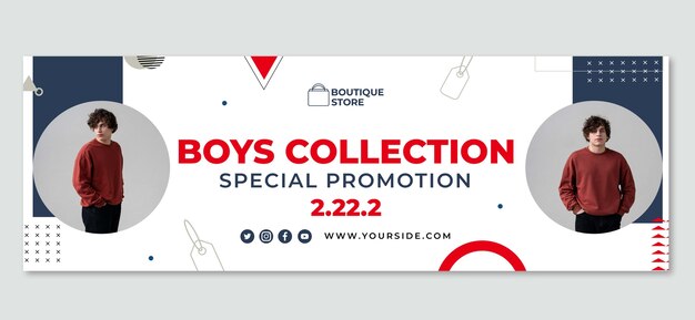 Flat Design Boys Collection Twitter Header – Free Download