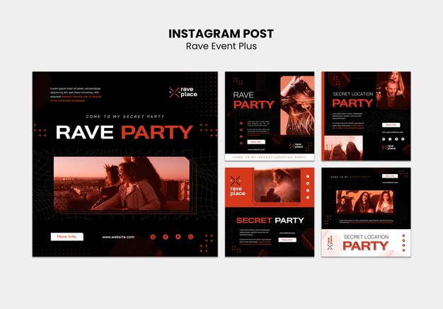 Rave Event Instagram Post Template for Free Download