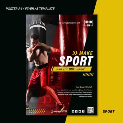 Sport Print Template Featuring Engaging Photo – Free Download