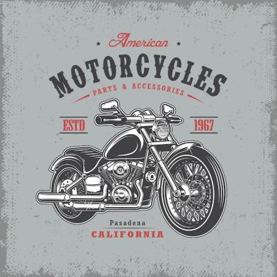 T-shirt Print Design Featuring Motorcycle on Light Grunge Background – Free Download