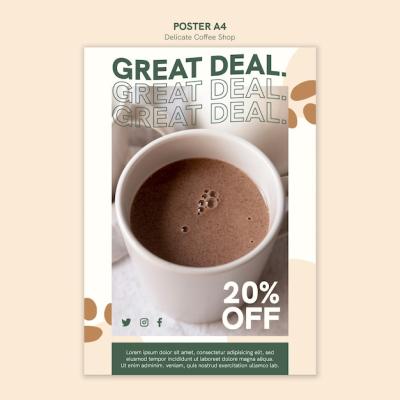 Delicate Coffee Shop Poster with Discount – Free Download