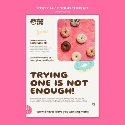 Flat Design Doughnut Shop Poster Template – Free to Download