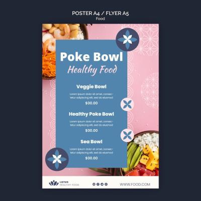 Poke Bowl Meal Poster Design Template – Free to Download