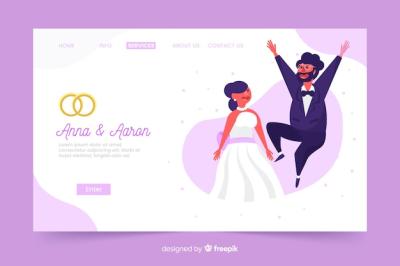 Flat Design Wedding Landing Page Template – Free Download