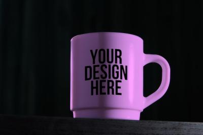 Purple Coffee Mug Mockup on Table with Changeable Color PSD – Free Download