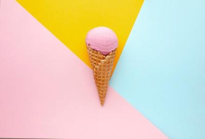 Delicious Flat Lay Ice Cream on Cone – Free Download