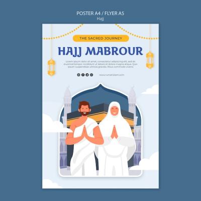 Flat Design Hajj Season Poster Template – Free Download