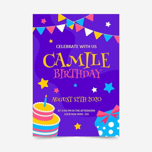 Children’s Birthday Invitation Template – Free Download, Free Stock Photo