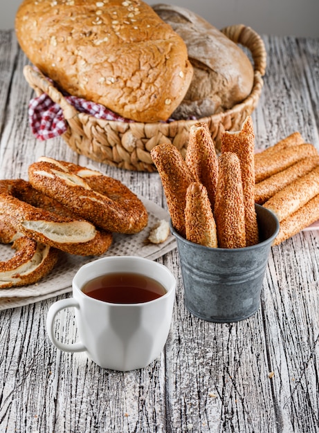 Turkish Bagel and Tea on Wooden Surface – Download Free Stock Photo