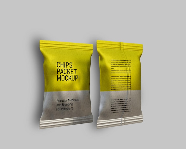 Glossy 3D Chips Packet Mockup – Free Download