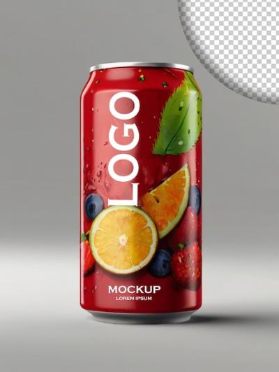 3D Metallic Tin Can Mockup for Soda or Energy Drink – Free Download